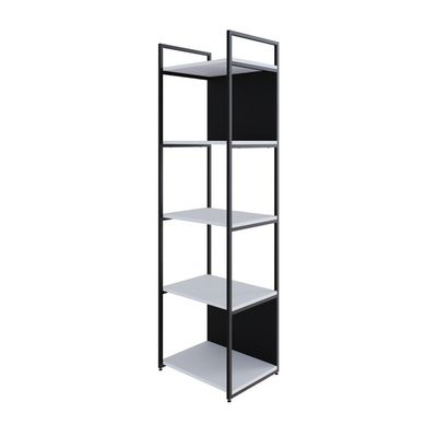 Estante C/05 Prateleiras 152x45x33cm C/fundo Yon Branco Tx/est.preta Branco Tx/est.preta