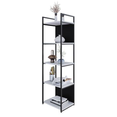 Estante C/05 Prateleiras 152x45x33cm C/fundo Yon Branco Tx/est.preta Branco Tx/est.preta