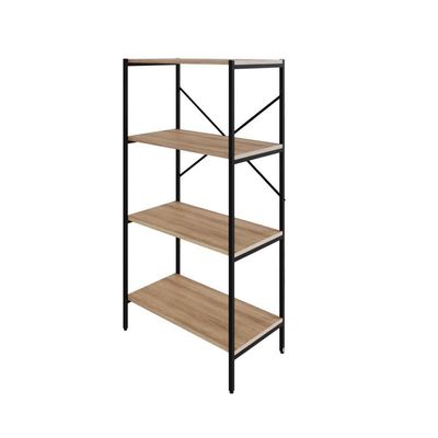 Estante C/04 Prateleiras 118x60x33cm Tub Tueh1164 Lâmina Mel - Est.preta Lâmina Mel / Est.preta