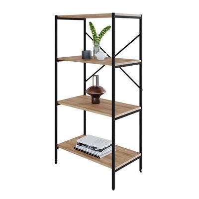 Estante C/04 Prateleiras 118x60x33cm Tub Tueh1164 Lâmina Mel - Est.preta Lâmina Mel / Est.preta