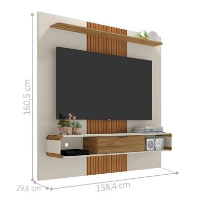 Painel Para Com Porta Damadine Off White Cinamomo Pintura 3d Ripada