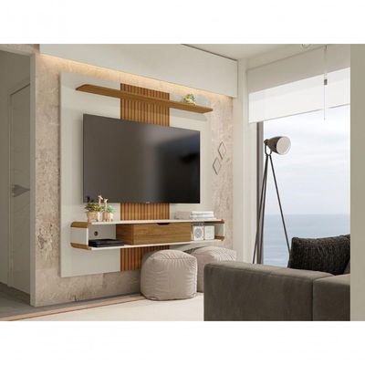 Painel Para Com Porta Damadine Off White Cinamomo Pintura 3d Ripada