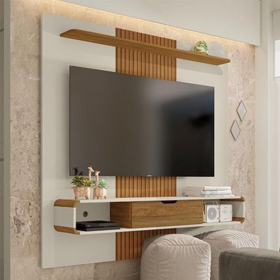 Painel Para Com Porta Damadine Off White Cinamomo Pintura 3d Ripada