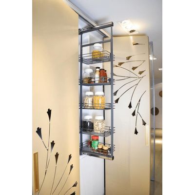 Coluna Deslizante Alta Cinza com Corrediça 5 Bandejas 35x47x175cm Aço Masutti Copat
