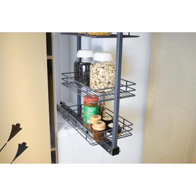 Coluna Deslizante Alta Cinza com Corrediça 5 Bandejas 35x47x175cm Aço Masutti Copat