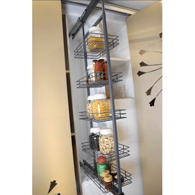 Coluna Deslizante Alta Cinza com Corrediça 5 Bandejas 35x47x175cm Aço Masutti Copat