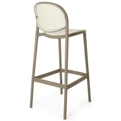 Kit 3 Banqueta Alta Com Encosto Roma Em Polipropileno Cozinha/bancada - Branco/cinza Escuro