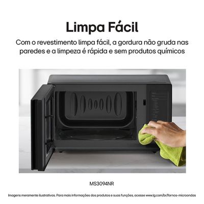 Forno Micro-ondas LG MS3094NRA com visual NeoChef e Limpa Fácil Espelhado Prata / 110V