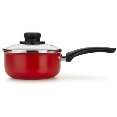 Panela Multiflon Páprika em Alumínio Antiaderente e Tampa de Vidro com Saída de Vapor 18CM Vermelho