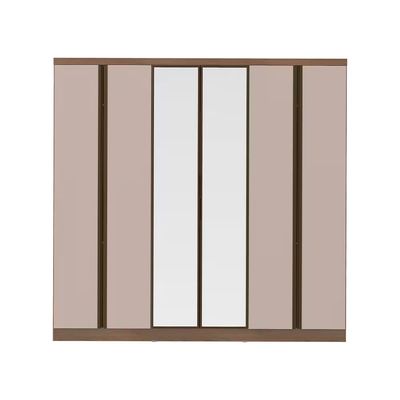 Guarda Roupa Casal Bartira Monte Rei 6 Portas 6 Gavetas com Espelho 238 cm Largura Avelã/Cappuccino