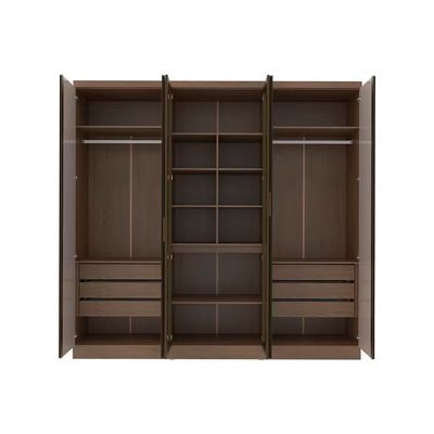 Guarda Roupa Casal Bartira Monte Rei 6 Portas 6 Gavetas com Espelho 238 cm Largura Avelã/Cappuccino