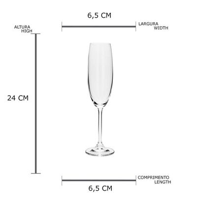 Conjunto de Taças para Champanhe Bohemia Colibri 220 ml - 6 Peças Transparente