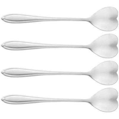 Conjunto de Colheres para Chá Wolff Heart em Aço Inox - 4 Peças Prata