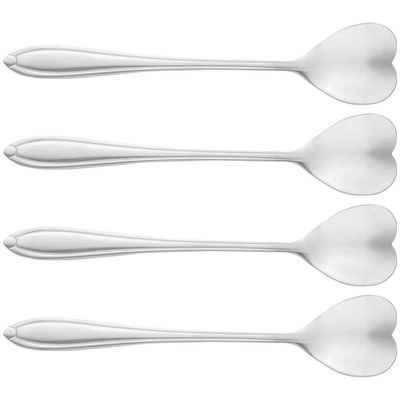 Conjunto de Colheres para Chá Wolff Heart em Aço Inox - 4 Peças Prata