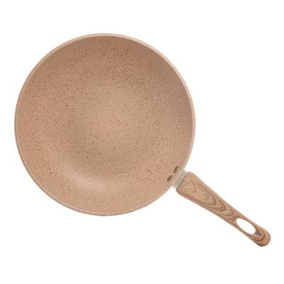 Frigideira Wok de Indução Lyor em Alumí­nio com Revestimento Cerâmico Granilite Bege 28cm Bege