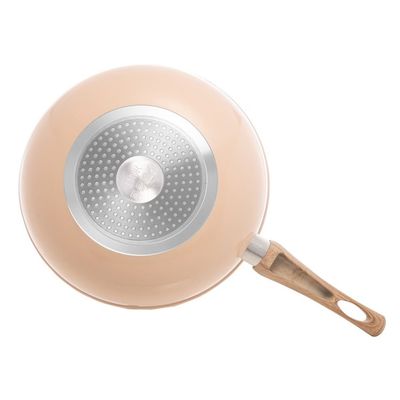 Frigideira Wok de Indução Lyor em Alumí­nio com Revestimento Cerâmico Granilite Bege 28cm Bege