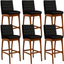 Kit 06 Banquetas Altas Mila Facto Preto