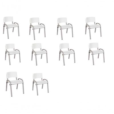 Kit 10 Cadeira Iso Infantil Creche, Escola Base Cinza Branco