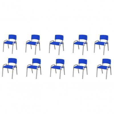 Kit 10 Cadeira Iso Infantil Creche, Escola Base Cinza Azul