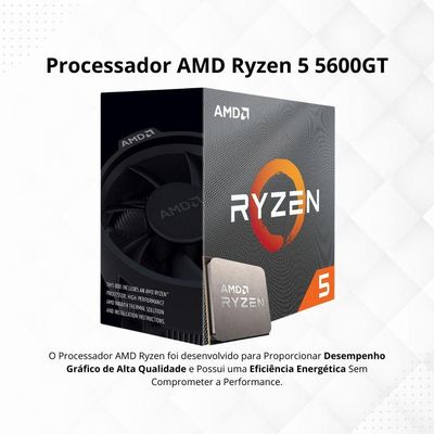 Computador Cpu Gamer Amd Ryzen 5600gt 16gb Ddr4 Ssd 512gb Fonte 500w Bivolt Windows