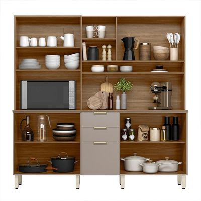 Armário Cozinha Compacta 10 Portas Porto Amêndola Nude
