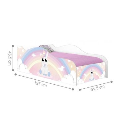 Cama Carro Fun Adesivada Unicórnio Bebê Solteiro