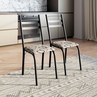 Conjunto com 2 Cadeiras Peters Revestimento Sintético Cedro e Preto