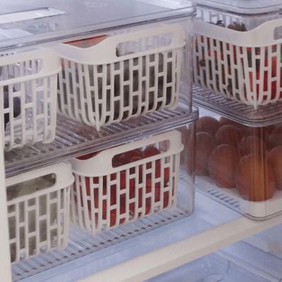 Kit 2 Organizadores Caixas de Geladeira 6,7L Coza Dry Frutas 4 Cestos Escorredores