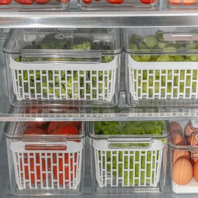 Kit 2 Organizadores Caixas de Geladeira 6,7L Coza Dry Frutas 4 Cestos Escorredores