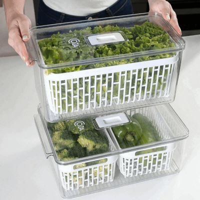 Kit 2 Organizadores Caixas de Geladeira 6,7L Coza Dry Frutas 4 Cestos Escorredores