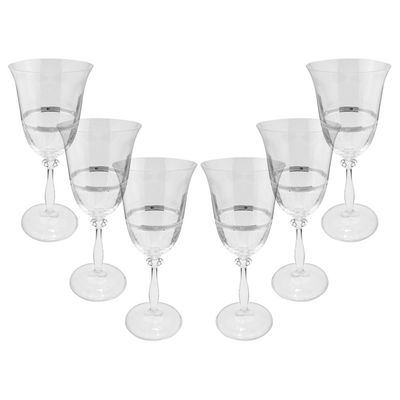Jogo de taças para água cristal ecológico Bohemia Angela 350ml 6 peças prata rim
