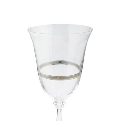 Jogo de taças para água cristal ecológico Bohemia Angela 350ml 6 peças prata rim