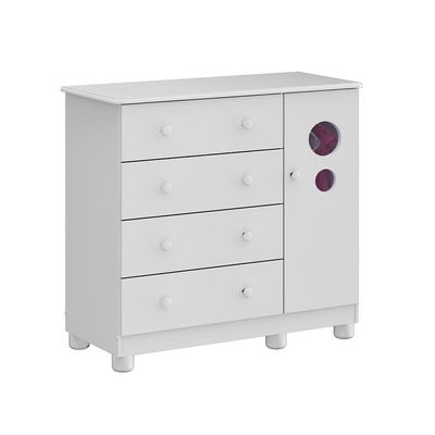 Guarda-Roupa Infantil Peroba Duda Plus, 86 cm de Largura + Cômoda 1 Porta, 4 Gavetas, 1 Prateleira, 95,3 cm de Largura + Berço Americano Branco