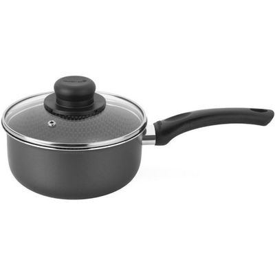 Panela Multiflon Gourmet em Alumínio com Revestimento Antiaderente 7 Camadas, Tampa de Vidro com Saída de Vapor e Alças em Baquelite 18 cm Grafite