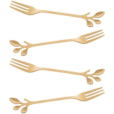 Conjunto Garfos para Aperitivo Wolff Gourmet - 4 Peças Dourado