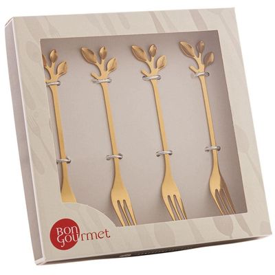 Conjunto Garfos para Aperitivo Wolff Gourmet - 4 Peças Dourado