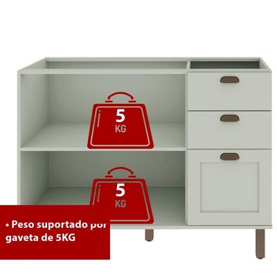 Balcão De Cozinha Genialflex Iluminata Hortelã