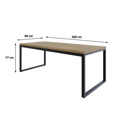 Mesa De Jantar Yon 200 X 90 X 76 Cm Vermont Oak/est.preta Vermont Oak/est.preta