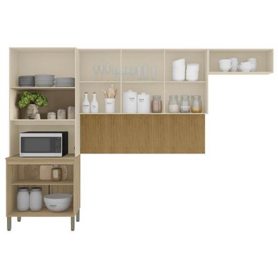 Kit De Cozinha 8 Portas Escópia Freijó Vanila Ripado