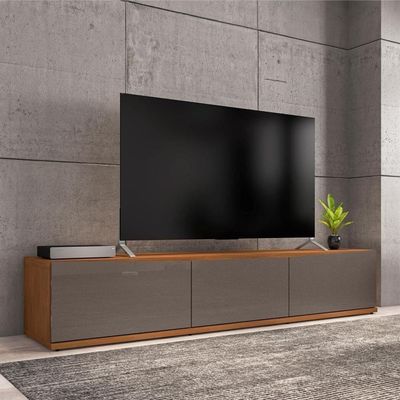 Rack Para Mônaco Com Gaveta Cinza Perola Noce
