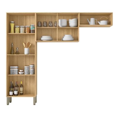 Kit De Cozinha 8 Portas Lile Freijó Gris