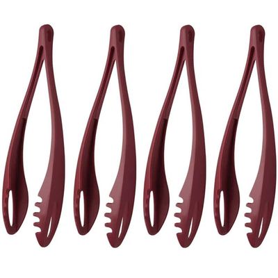 Kit 4 Pegadores Pinças Ability Tramontina 29,8cm Salada Massa Multiuso Nylon Vermelho Vermelho