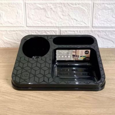 Organizador de Pia de Cozinha UZ Suporte Porta Detergente Esponja e Sabão em Barra Preto