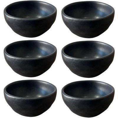 Kit 6 Ramekins Cerâmica 6,5x3cm Molheira 50ml Shoyu Orgânico Preto Matte Porto Brasil
