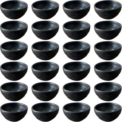 Kit 24 Ramequins 50ml Orgânico Preto Cerâmica Molheira Porto Brasil Sushi Bar