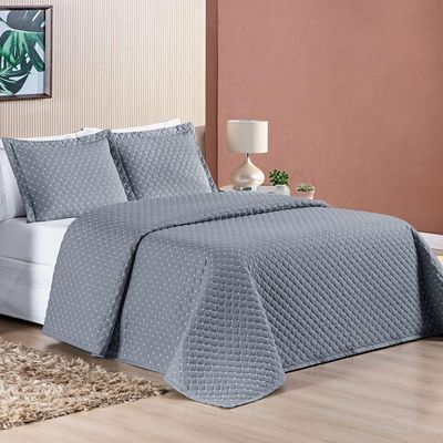 Cobre Leito 200 Fios Casal Ravena 03 Peças - Na Cor Cinza