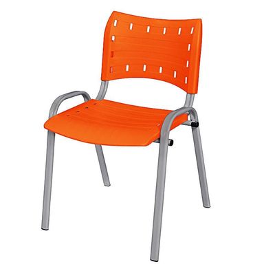 Cadeira Iso Base Cinza Escola, Escritório Laranja Kit 11 Un