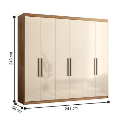 Guarda Roupa Casal 6 Portas Lens Amêndola Off White