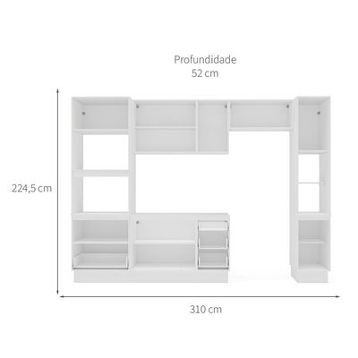 Cozinha Compacta sem Tampo com Rodapé e Paneleiro Meena 10 Portas 4 Gavetas Azul e Branca