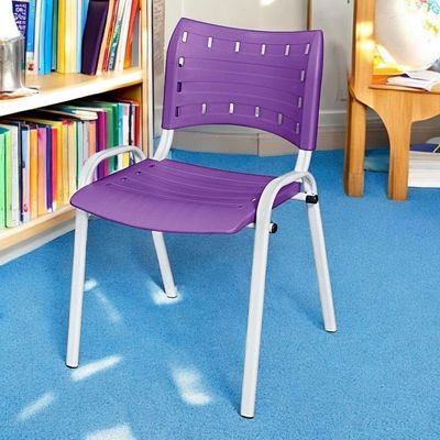 Cadeira Iso Base Branco Igreja, Escola, Escritório - Violeta Kit 7 Peças